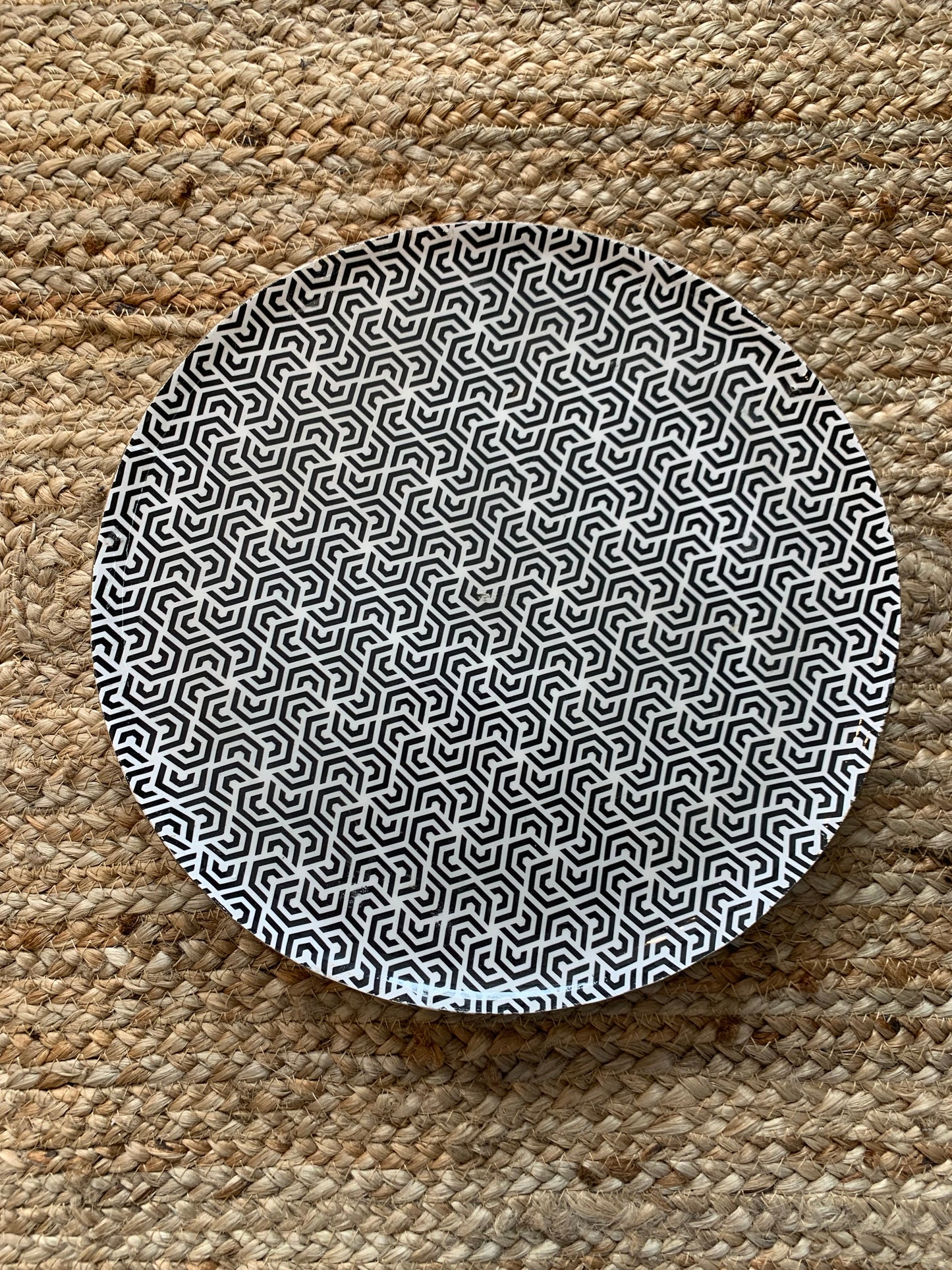 Decorative Wooden Plate with Black & White Print