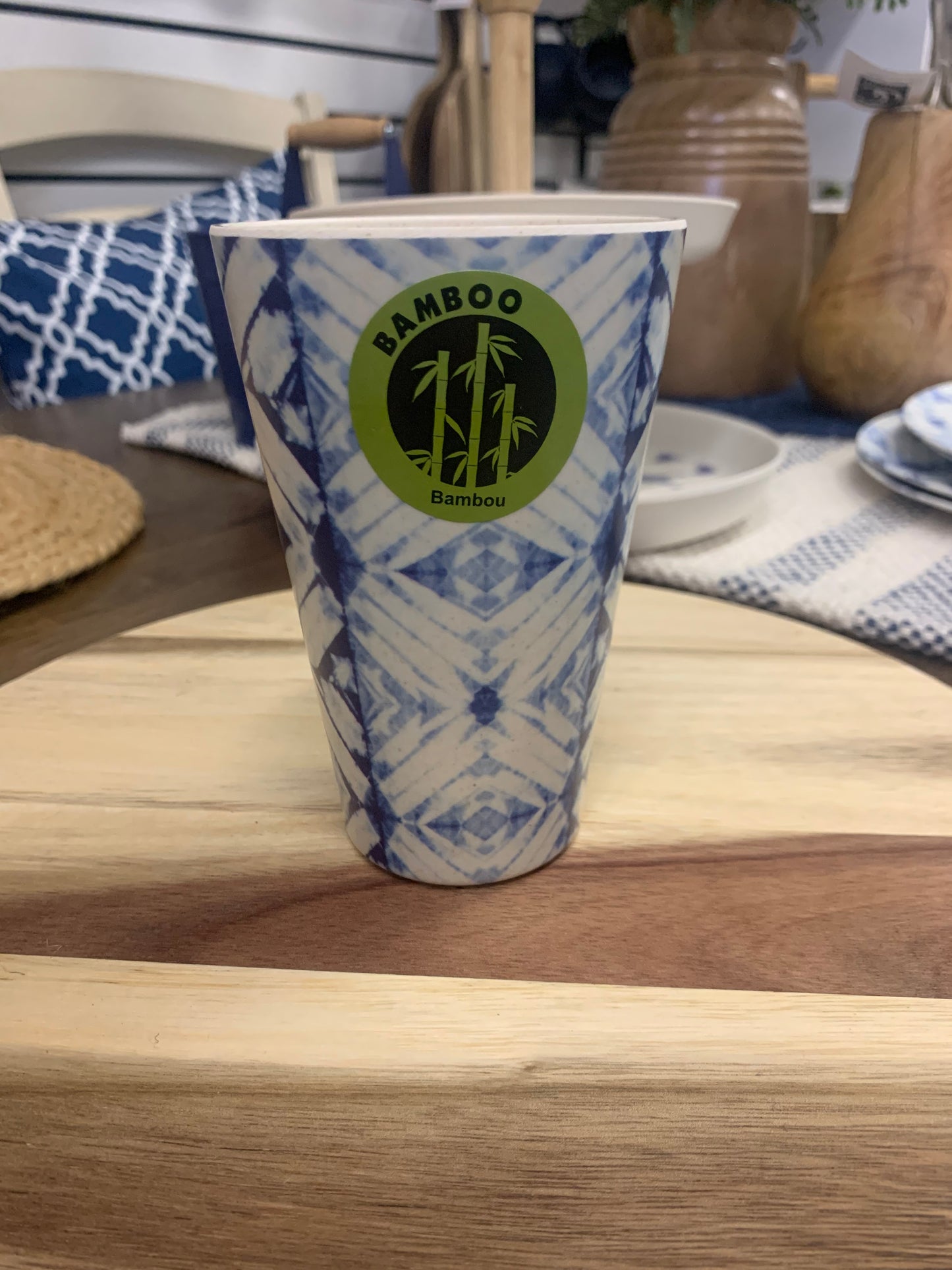 Blue Printed Bamboo Tableware